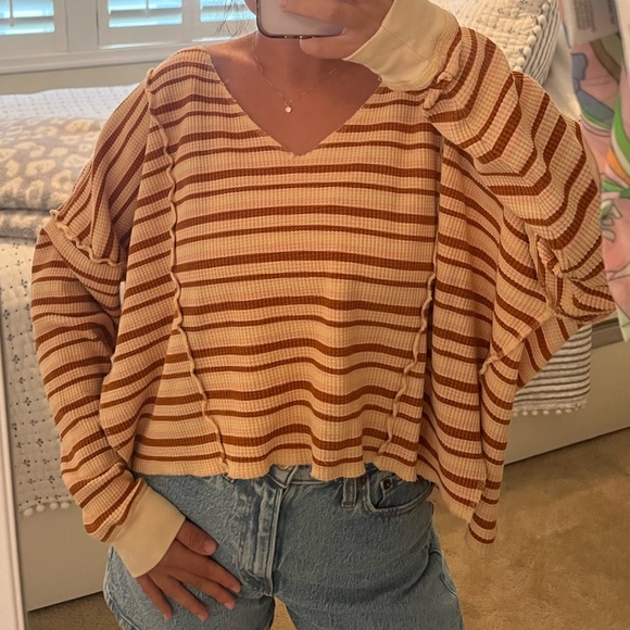 UO Waffle Knit Striped Pull Over Sweater - Picture 1 of 4